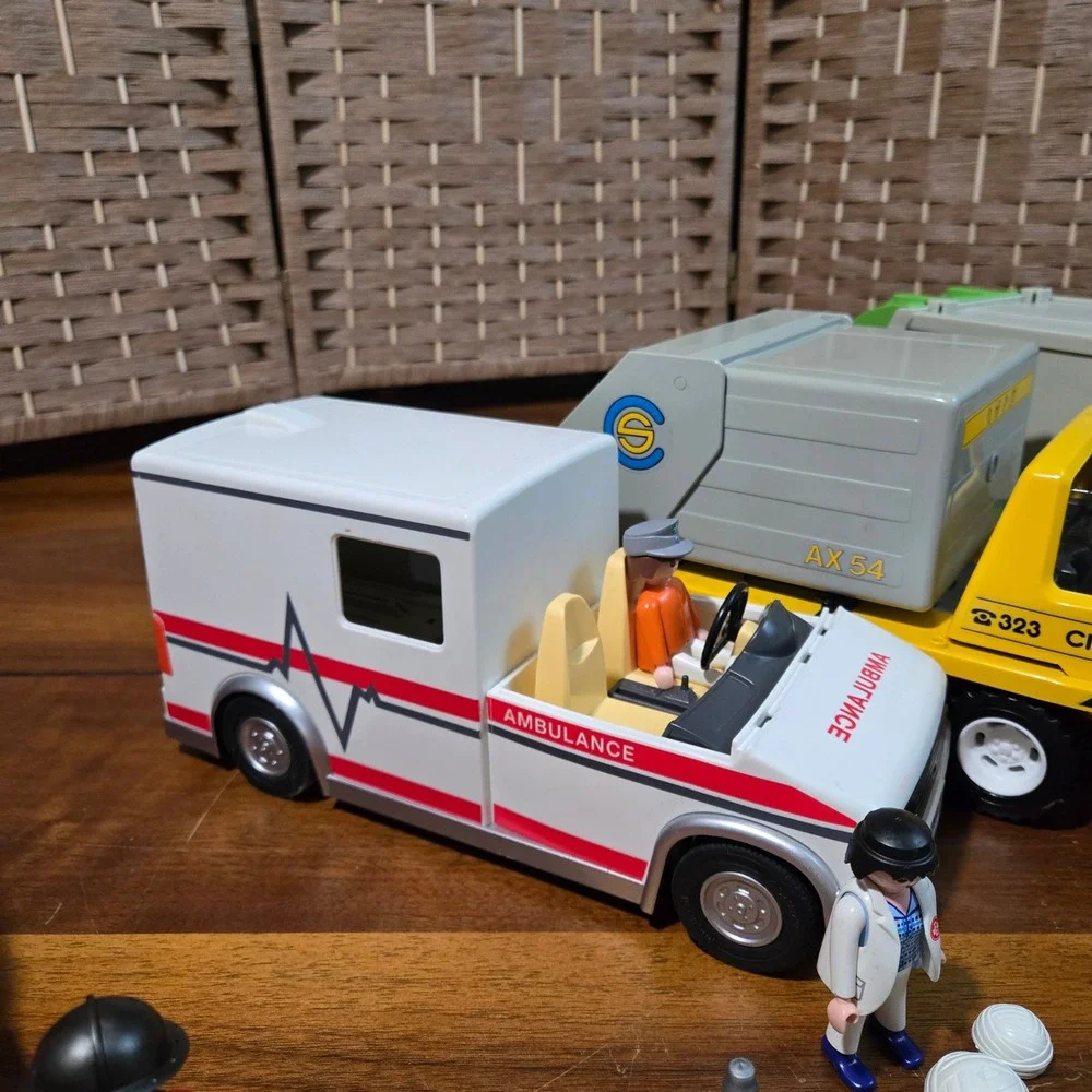 Playmobil City Action Vehicle Lot Fire Truck Ambulance Garbage Truck DeLorean